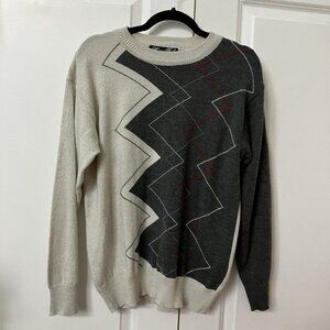 Ni-sa Triko Sweater Mens L Wool Blend Grandpa Geometric Knit Colorblock Golf